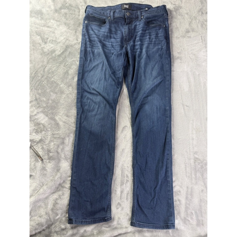 Paige Jeans Federal Mens Size 33 Blue Embroidered Rayon Stretch